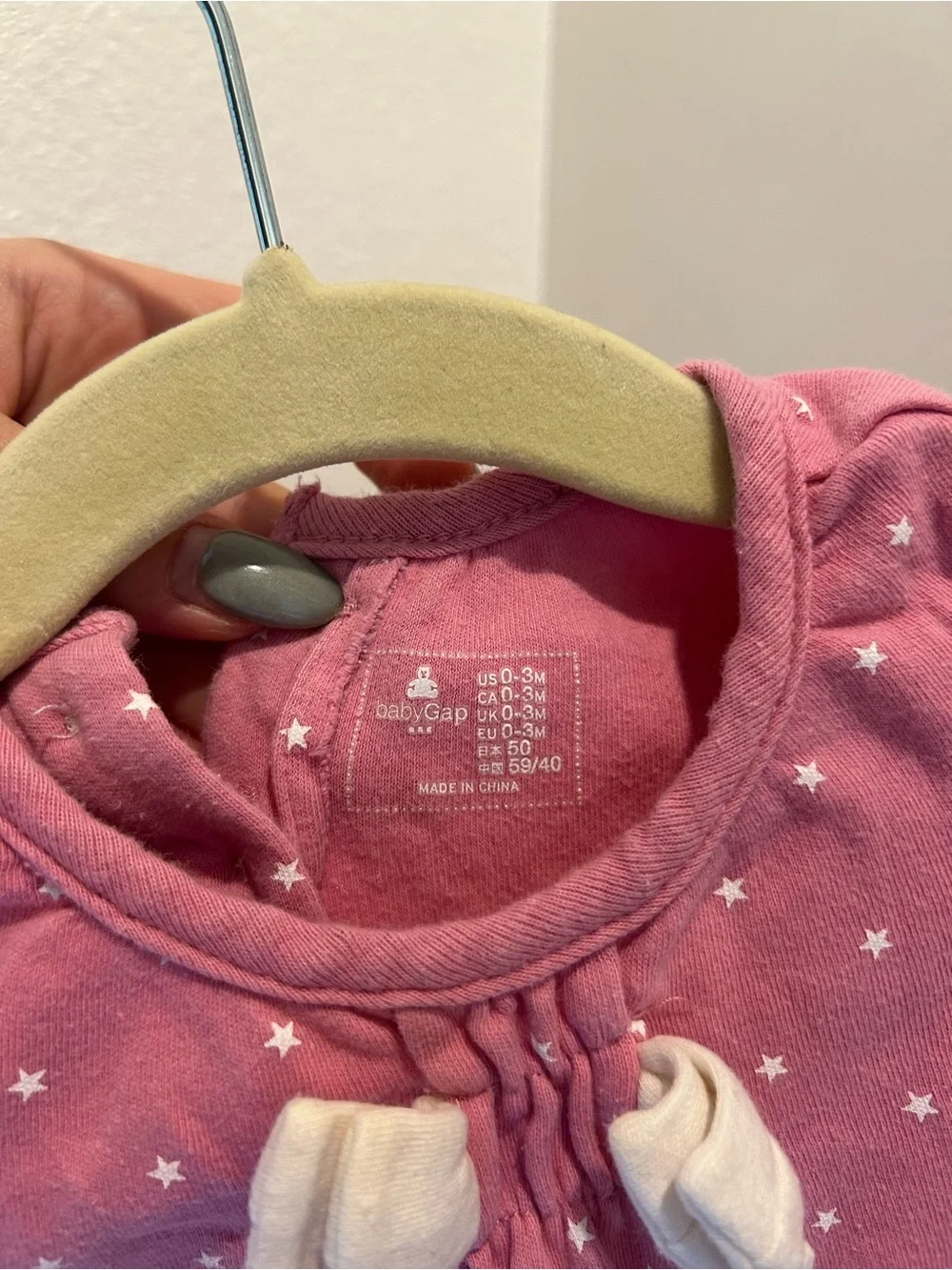 Baby Gap Pink & White Star One-Piece Romper with Bow